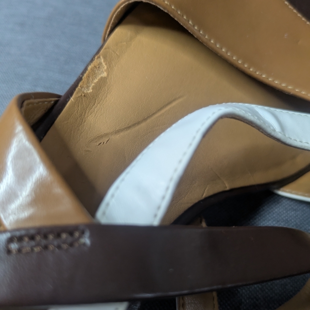 Naturalizer Bradley Brown and White Strappy Sandals BNWOT - Picture 6 of 9